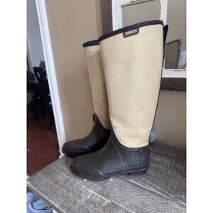 Women's Hunter Lady N Rain Tweed Brown Tall Rain Boots Size 36/6